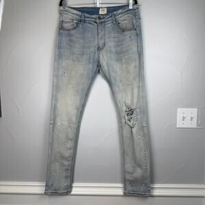 KDNK Distressed Paint-Splatter Skinny Jeans 34 | Streetwear Y2K Grunge